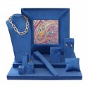 Velvet jewelry display set in blue with cashmere print